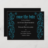 Gotische Elegante Rose Hochzeit Save The Date (Vorne/Hinten)