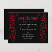 Gotische Elegante Rose Hochzeit Save The Date (Vorne/Hinten)