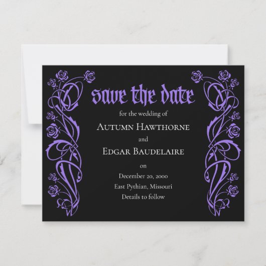 Gotische Elegante Rose Hochzeit Save The Date (Vorderseite)