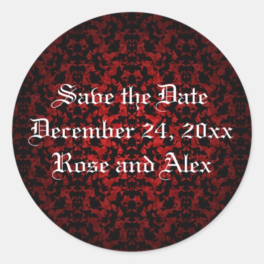Gotische, elegante Save the Date Aufkleber (Vorderseite)