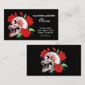 Gotische Elegante Skull und Rote Rosen Visitenkart Visitenkarte (Vorne/Hinten)