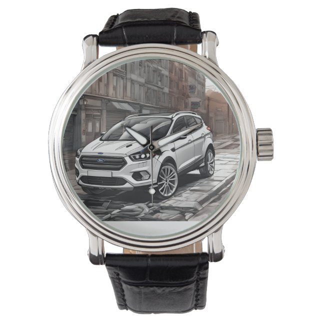 Gotische Eleganz: Kuga ST Fusion Square Wall Clock Armbanduhr (Vorderseite)