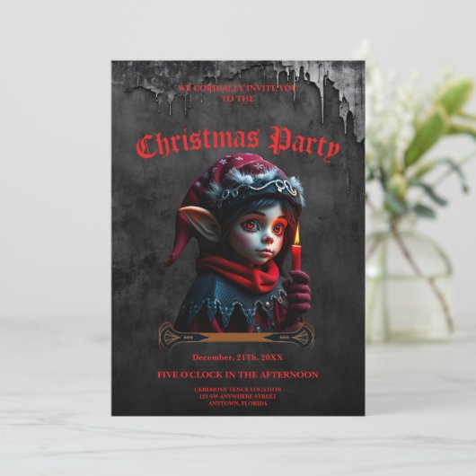 Gotische Elfenzauber unter Vollmond. Einladung (Stehend Vorderseite)