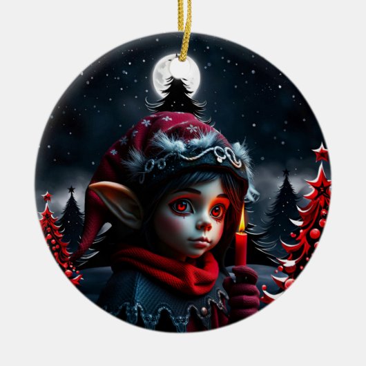 Gotische Elfenzauber unter Vollmond. Keramik Ornament (Vorne)