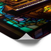 Gotische Fantasy-Kirchen-Orgel Buntglas-Kunst Poster (Ecke)