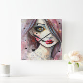 Gotische Fantasy Kunst, Dichtung und Musik Quadratische Wanduhr (Zuhause)