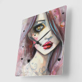 Gotische Fantasy Kunst, Dichtung und Musik Quadratische Wanduhr (Winkel)