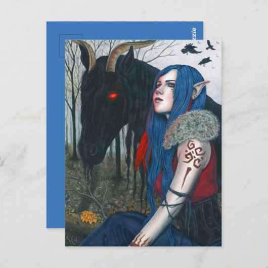 Gotische Fantasy Kunst Postkarte Wilhelm Tell (Vorne/Hinten)