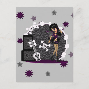 Gotische Fee mit Skull Guitar Postkarte