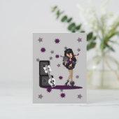 Gotische Fee mit Skull Guitar Postkarte (Stehend Vorderseite)