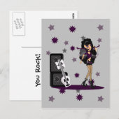 Gotische Fee mit Skull Guitar Postkarte (Vorne/Hinten)