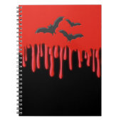 Gotische Fledermäuse und rotes TropfblumenHallowee Notizblock (Vorderseite)