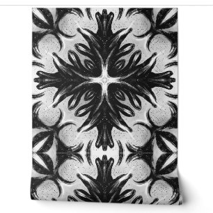 Gotische, florale Schwarz-Weiß Abstrakte Kunst Tapete