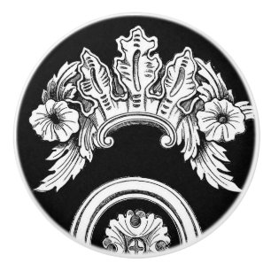 Gotische, florale Trim Medallion Keramik Drehknopf Keramikknauf