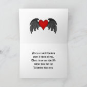 Gotische Flügel Herzromantischer Valentinstag Feiertagskarte (Innenseite)