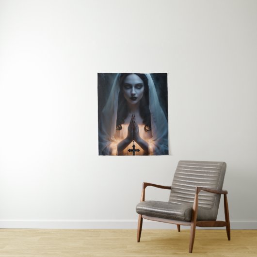 Gotische Frau mit Crucifix Wandteppich (Beispiel)