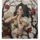 Gotische Frau mit Hörnern und Rose Duschvorhang (Vorderseite)