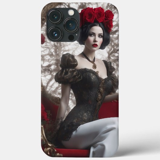 Gotische Frau mit Rote Rose-Headpiece Case-Mate iPhone Hülle (Rückseite)