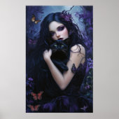 Gotische Frau mit schwarzer Katze Poster (Vorne)