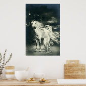 Gotische Frau mit weißem Pferd Poster (Küche)