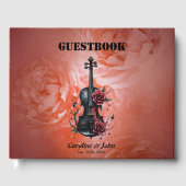 Gotische Geigenblüte mit rote Rosen Gästebuch (Vorderseite)