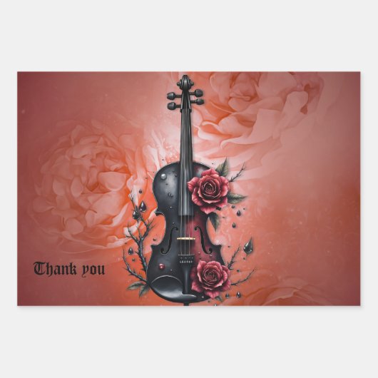Gotische Geigenblüte mit rote Rosen Geschenkpapier Set (Vorderseite)