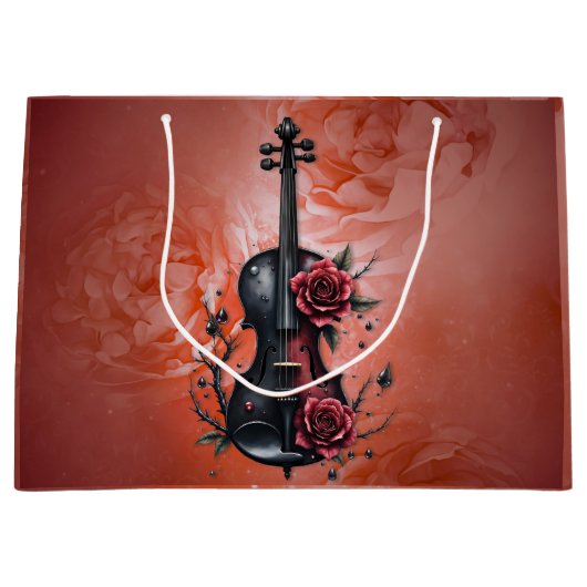 Gotische Geigenblüte mit rote Rosen Große Geschenktüte (Vorderseite)
