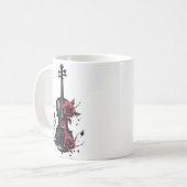 Gotische Geigenblüte mit rote Rosen Kaffeetasse (Vorderseite Links)