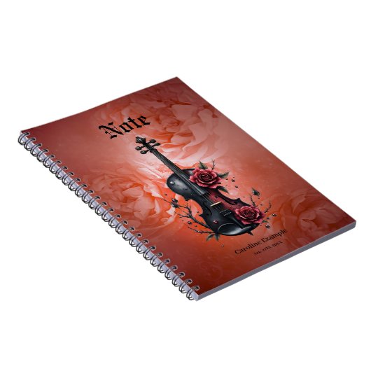 Gotische Geigenblüte mit rote Rosen Notizblock (Rechte Seite)