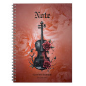 Gotische Geigenblüte mit rote Rosen Notizblock (Vorderseite)