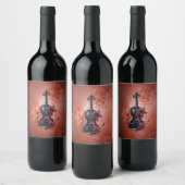 Gotische Geigenblüte mit rote Rosen Weinetikett (Flaschen)