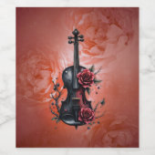 Gotische Geigenblüte mit rote Rosen Weinetikett (Einzelnes Label)