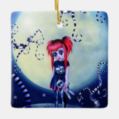 Gotische Girl-Voodoo-Puppe und gruselige Reben Keramikornament (Vorderseite)