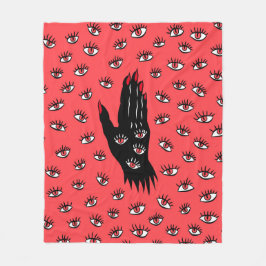 Gotische Halloween Art - Schwarze Hand Spooky Eyes Fleecedecke
