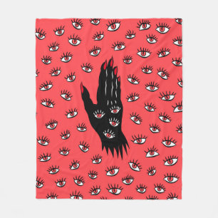 Gotische Halloween Art - Schwarze Hand Spooky Eyes Fleecedecke