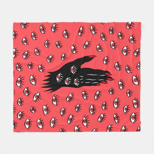 Gotische Halloween Art - Schwarze Hand Spooky Eyes Fleecedecke (Vorderseite (Horizontal))
