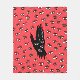 Gotische Halloween Art - Schwarze Hand Spooky Eyes Fleecedecke