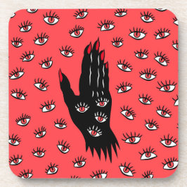 Gotische Halloween Art - Schwarze Hand Spooky Eyes Getränkeuntersetzer