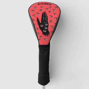 Gotische Halloween Art - Schwarze Hand Spooky Eyes Golf Headcover