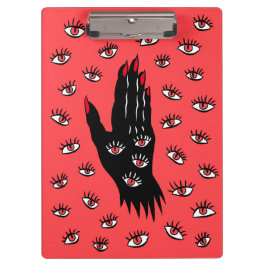 Gotische Halloween Art - Schwarze Hand Spooky Eyes Klemmbrett