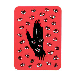 Gotische Halloween Art - Schwarze Hand Spooky Eyes Magnet