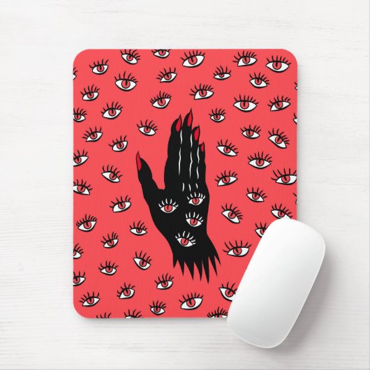 Gotische Halloween Art - Schwarze Hand Spooky Eyes Mousepad (Mit Mouse)