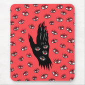Gotische Halloween Art - Schwarze Hand Spooky Eyes Mousepad (Vorne)