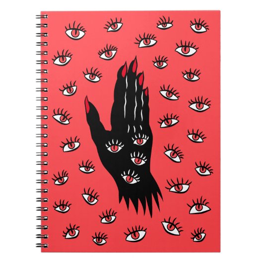 Gotische Halloween Art - Schwarze Hand Spooky Eyes Notizblock (Vorderseite)