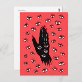 Gotische Halloween Art - Schwarze Hand Spooky Eyes Postkarte (Vorne/Hinten)