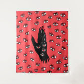 Gotische Halloween Art - Schwarze Hand Spooky Eyes Wandteppich (Vorderseite)