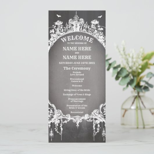 Gotische Halloween-Begrüßungsfeier Programm (Stehend Vorderseite)