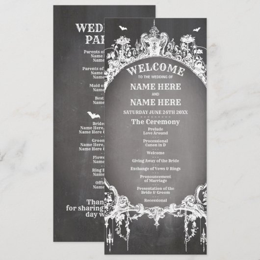 Gotische Halloween-Begrüßungsfeier Programm (Vorne/Hinten)