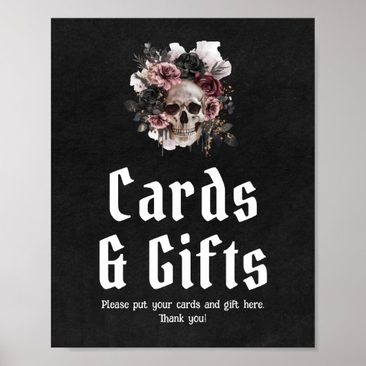 Gotische Halloween-Blumenschmuckkarten und Geschen Poster (Vorne)