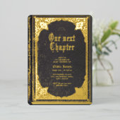 Gotische Halloween-Bücherei Babydusche Folieneinladung (Stehend vorne)